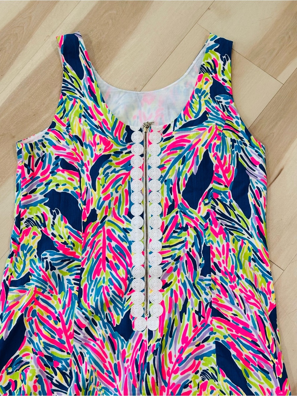 Lilly Pulitzer Cathy Shift Dress Sz 14 Indigo Palm Reader print out Resort wear - Picture 7 of 12